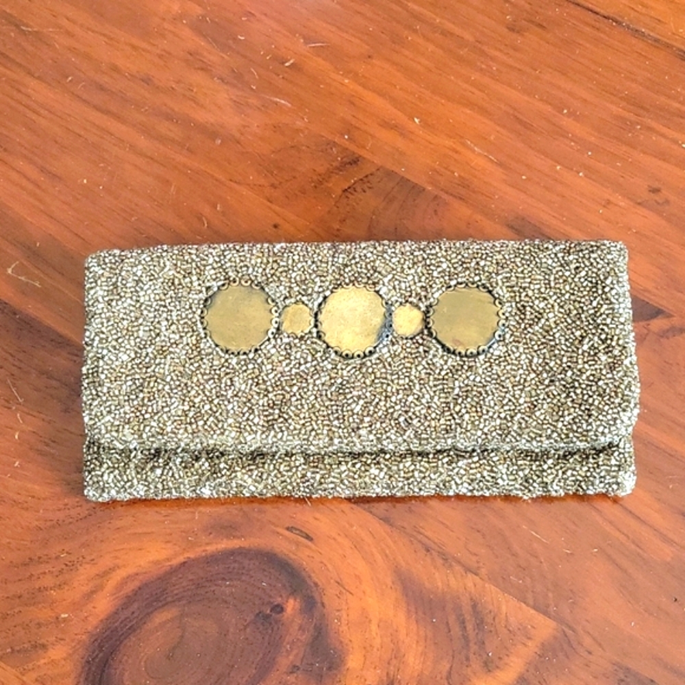 Vintage Moyna Gold Beaded Clutch Wallet
